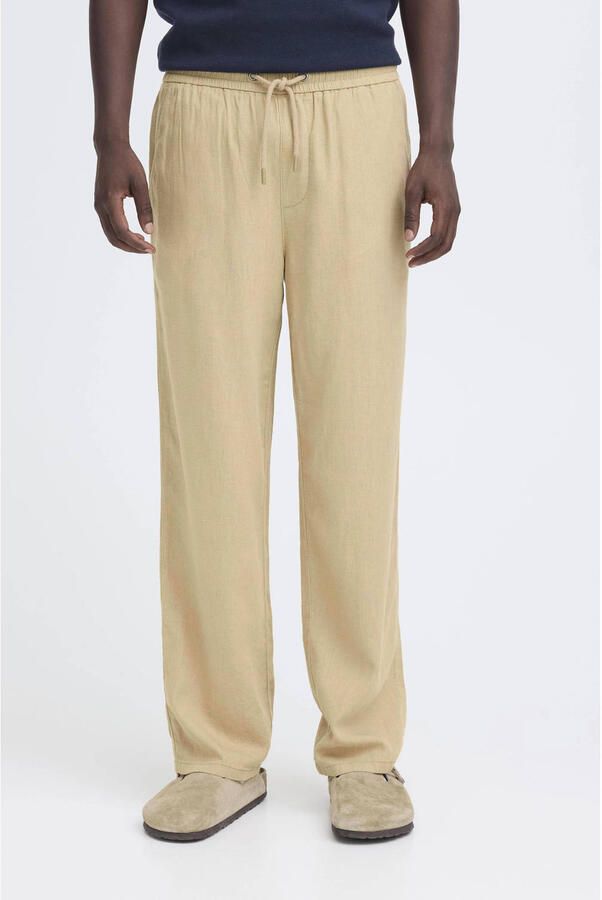 Blend wide fit linnen broek met viscosegehalte model 'Malvin'