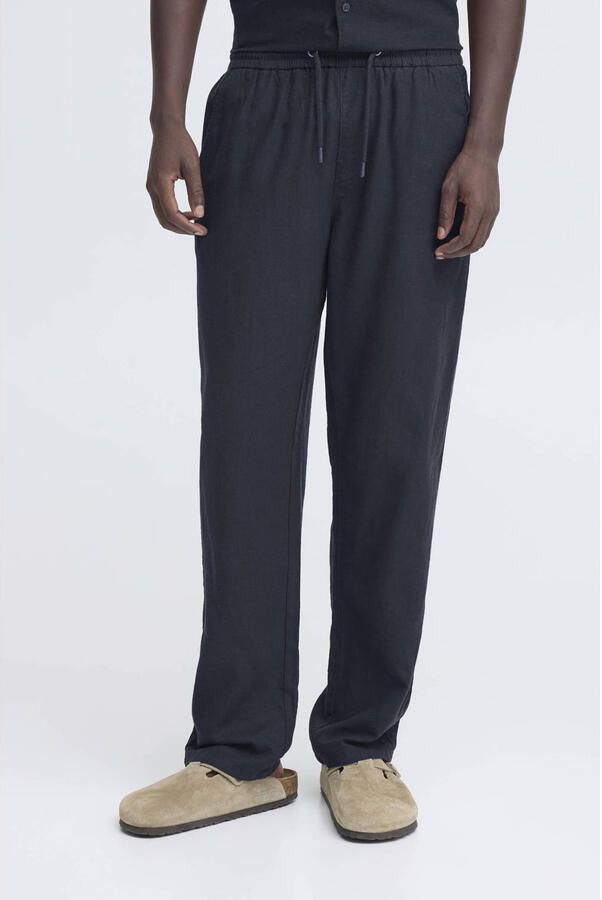 Blend wide fit linnen broek met viscosegehalte model 'Malvin'