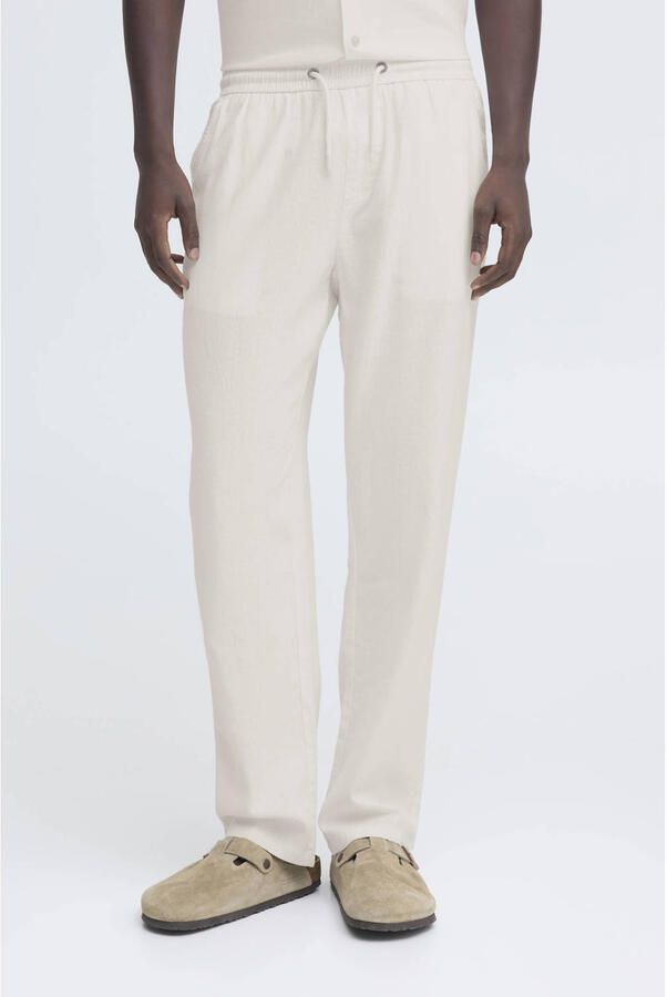 Blend wide fit linnen broek met viscosegehalte model 'Malvin'