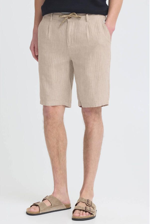 Blend BHMARCO regular casual short met linnen beige