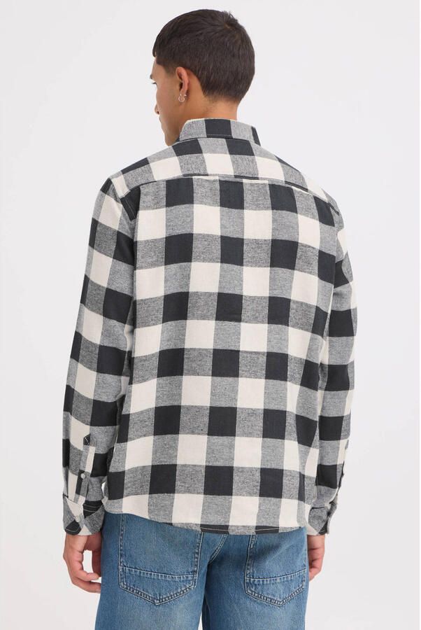 Blend flanel regular fit geruit overhemd grijs - Foto 3