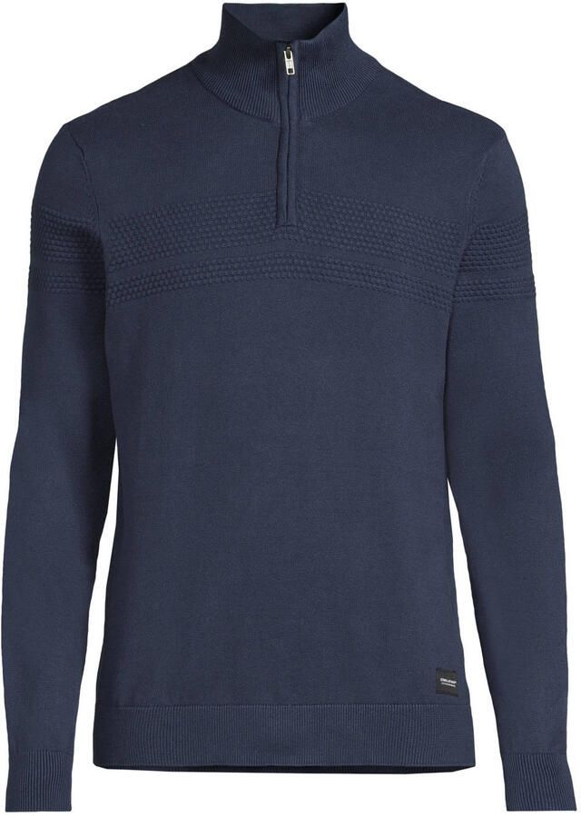 Blend katoenen regular fit gebreide trui donkerblauw - Foto 1