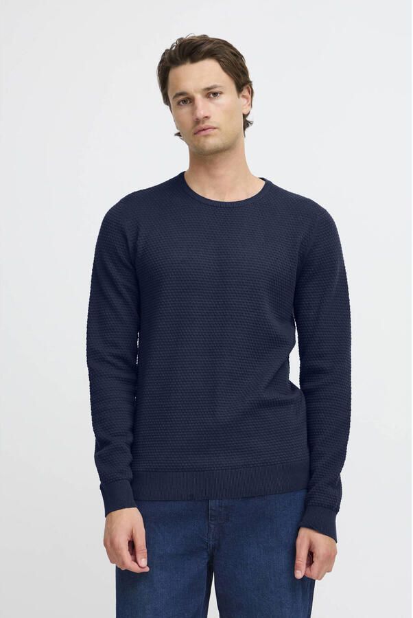 Blend pullover trui met ingebreid patroon donkerblauw