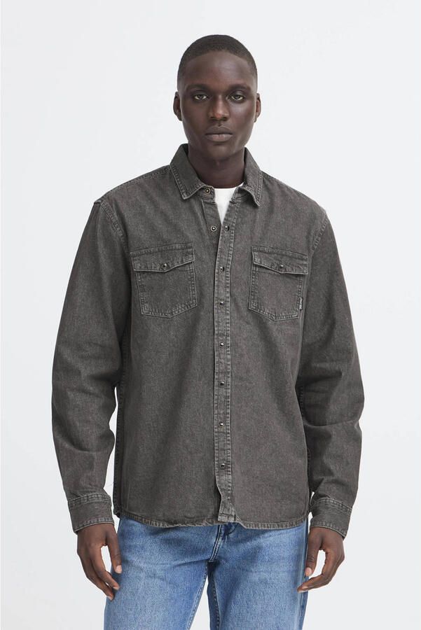 Blend regular casual overhemd grijs