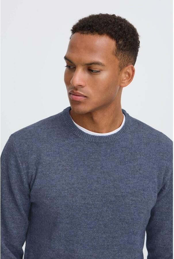Blend regular fit gebreide gemêleerde trui met wol stormy weather