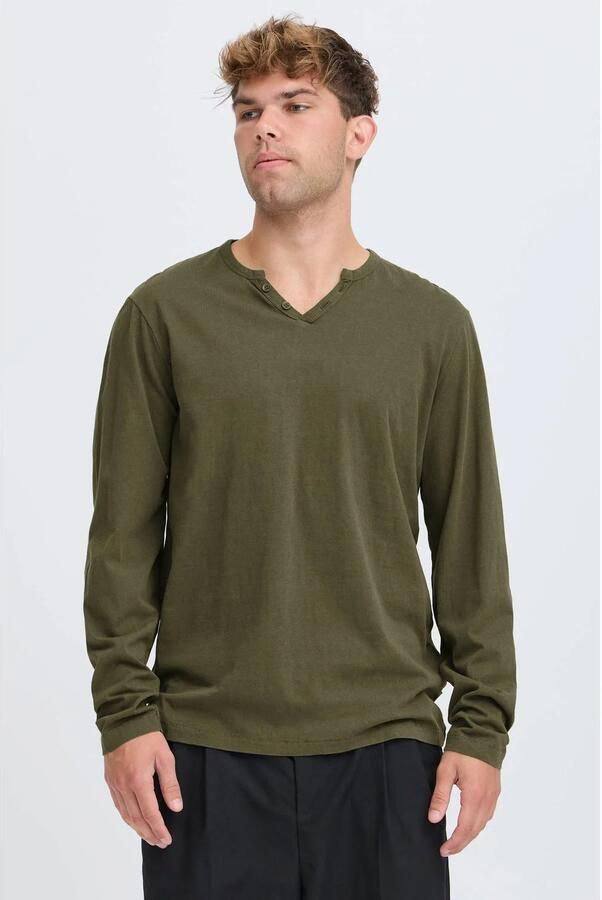 Blend regular fit longsleeve donkergroen