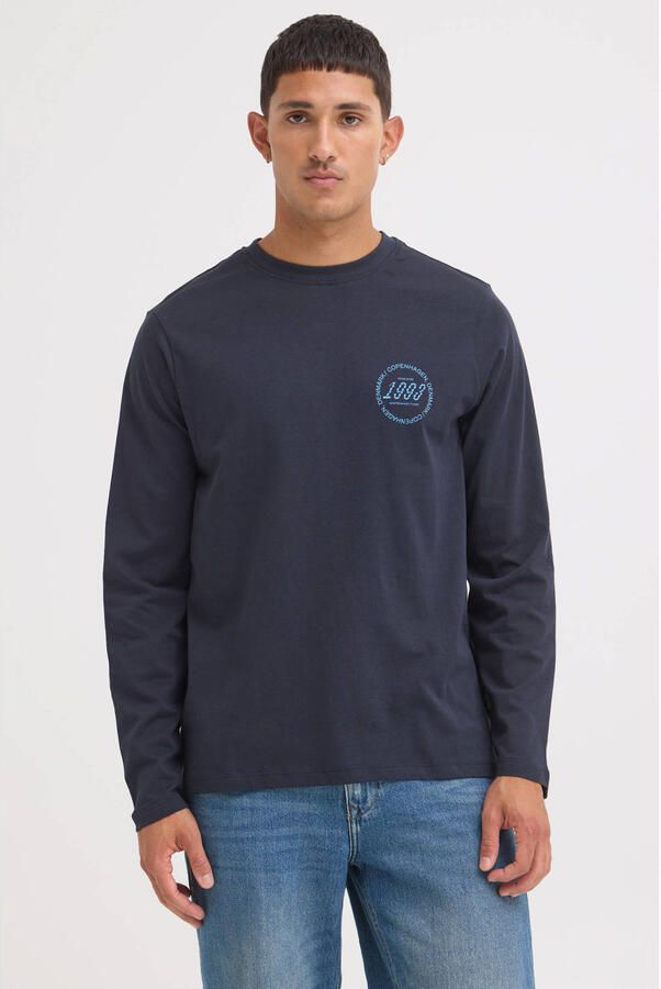 Blend regular fit longsleeve met print salute