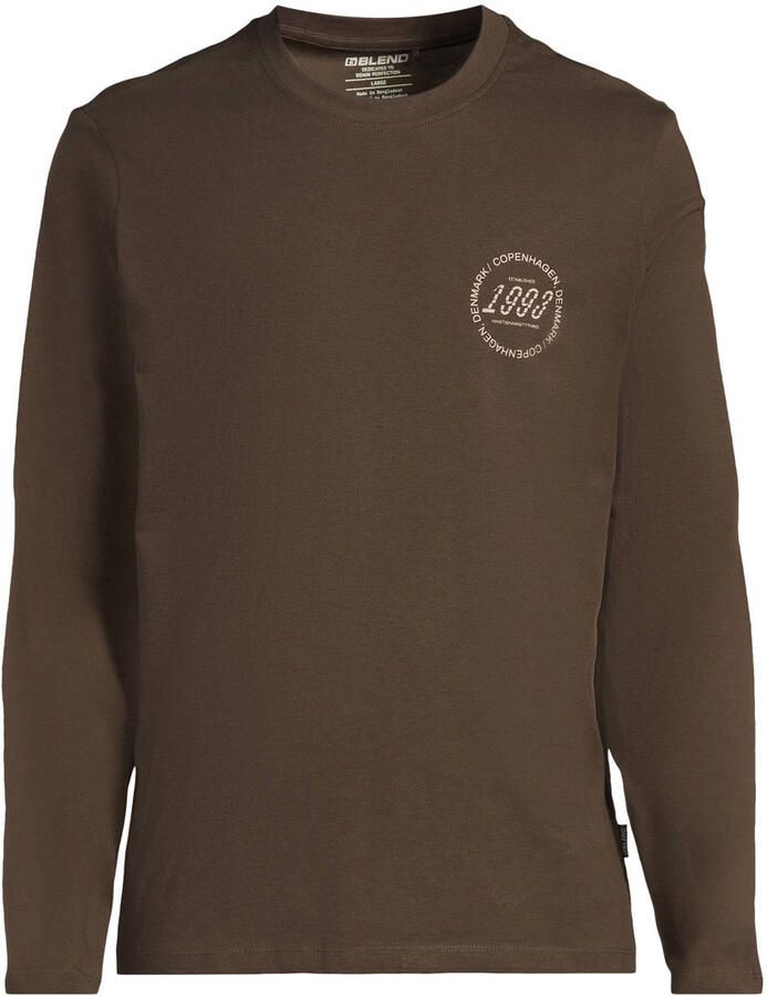 Blend regular fit longsleeve met print turkish coffee