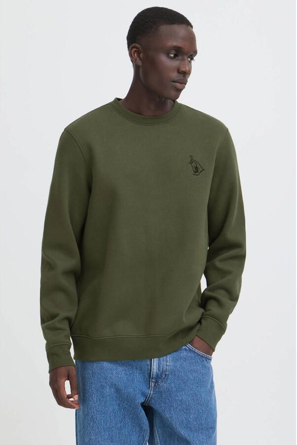 Blend regular fit sweater donkergroen