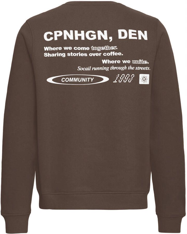 Blend regular fit sweater met backprint donkerbruin - Foto 2