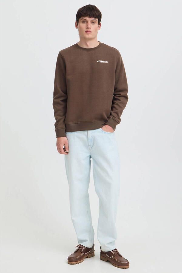 Blend regular fit sweater met backprint donkerbruin - Foto 3