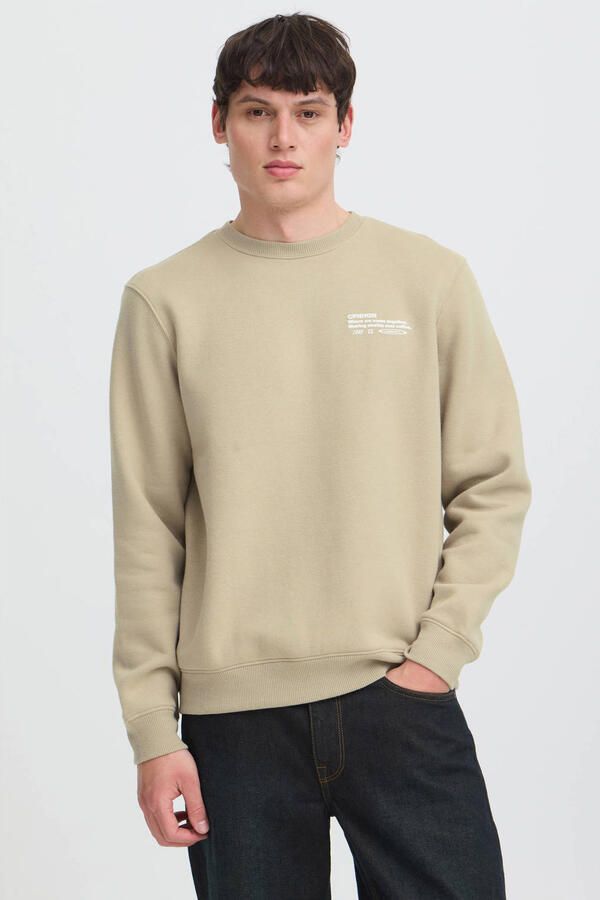 Blend regular fit sweater met print ecru