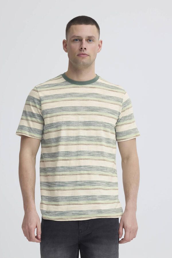 Blend regular gestreept T-shirt groen - Foto 3