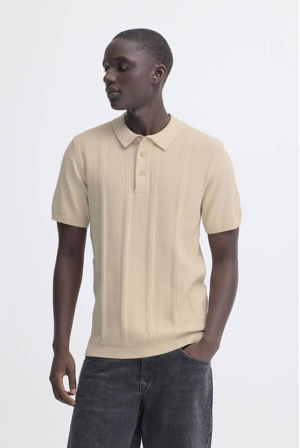 Blend regular polo gebreid beige