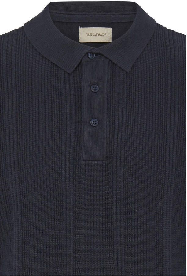Blend regular polo gebreid donkerblauw - Foto 2