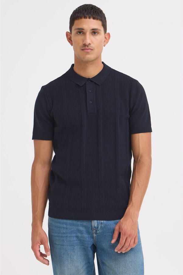 Blend regular polo gebreid donkerblauw - Foto 3