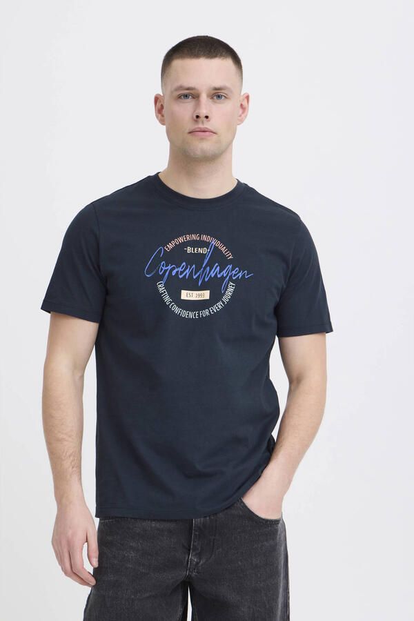 Blend regular T-shirt donkerblauw