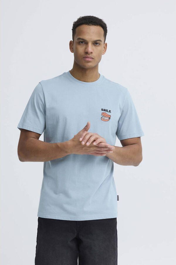 Blend regular T-shirt lichtblauw