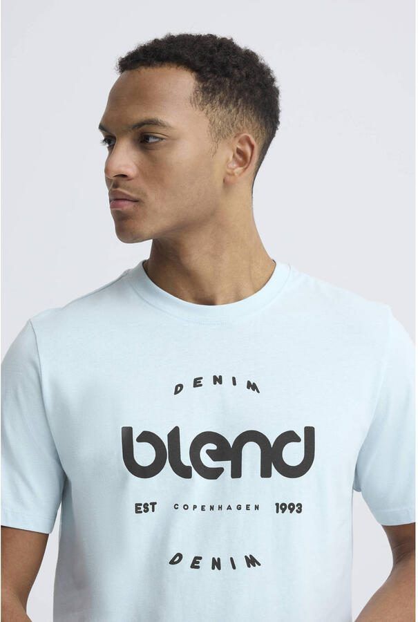 Blend regular T-shirt lichtblauw