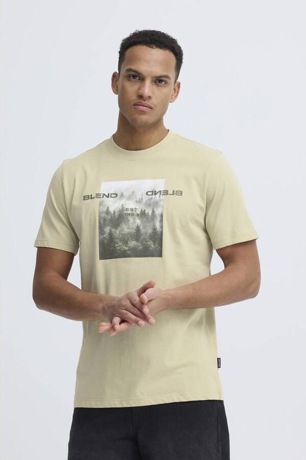 Blend regular T-shirt lichtgeel