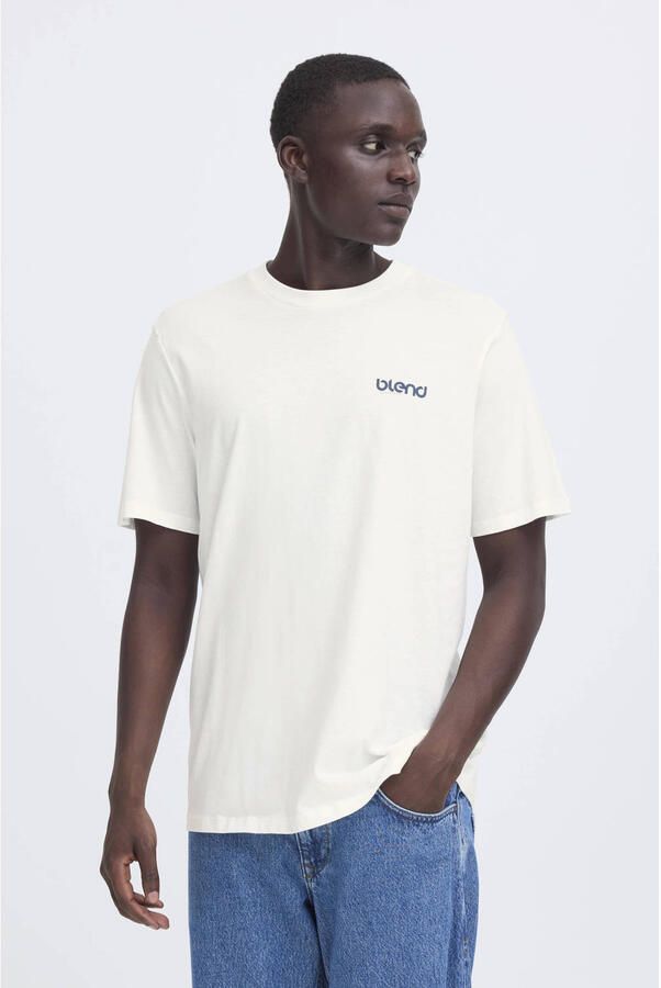 Blend regular T-shirt met backprint wit