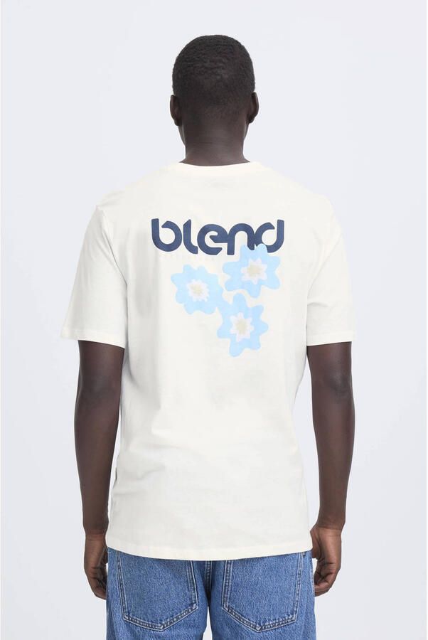 Blend regular T-shirt met backprint wit - Foto 3