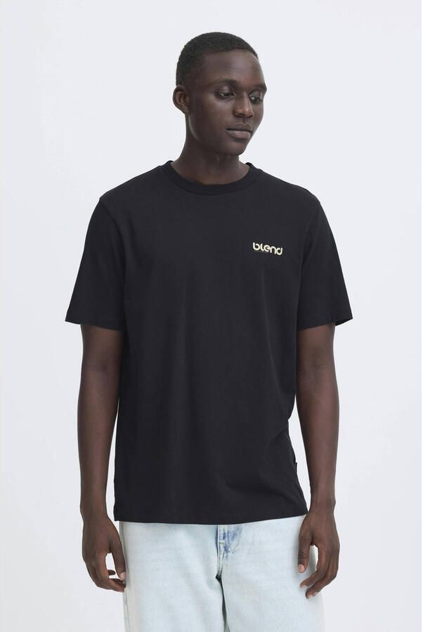 Blend regular T-shirt met backprint zwart