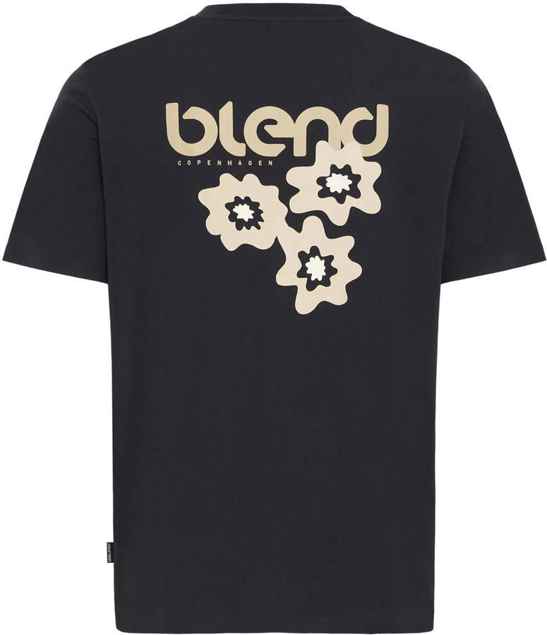 Blend regular T-shirt met backprint zwart - Foto 2