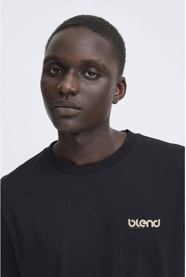 Blend regular T-shirt met backprint zwart - Foto 3