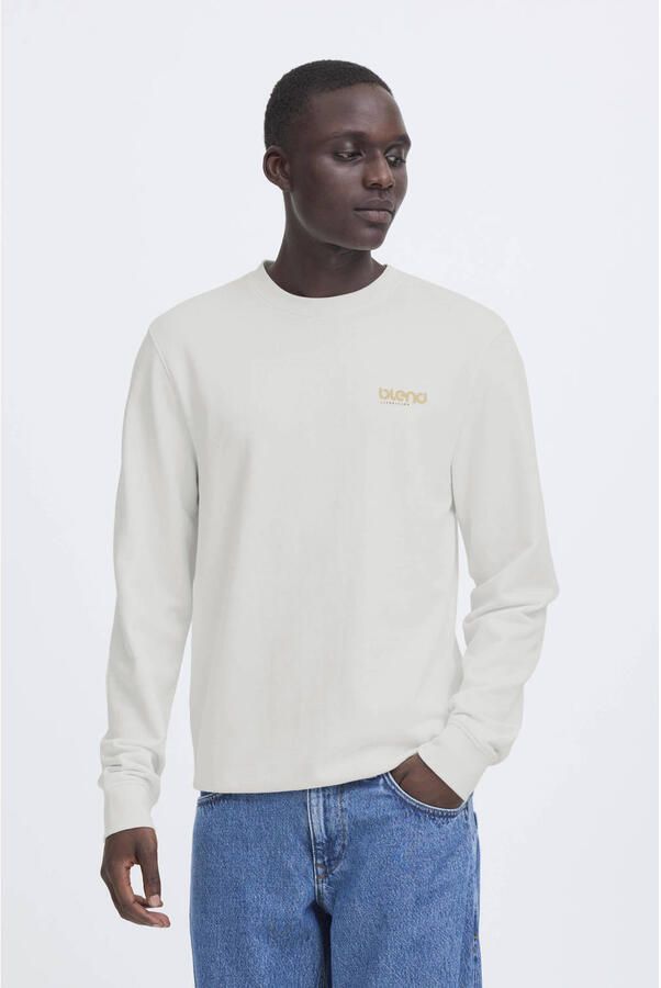 Blend sweater met backprint ecru