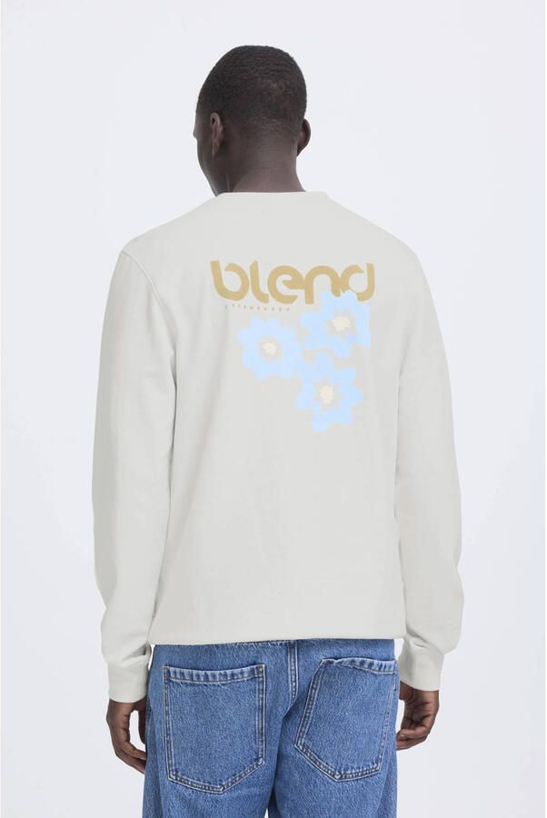 Blend sweater met backprint ecru - Foto 2