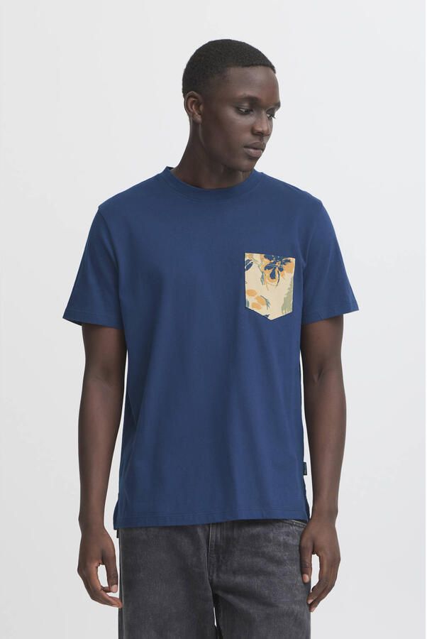 Blend T-shirt met geribde ronde hals model 'BHJEM' - Foto 3