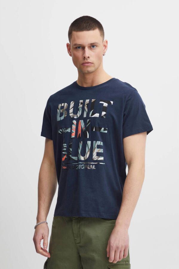 Blend regular fit T-shirt met printopdruk dress blues