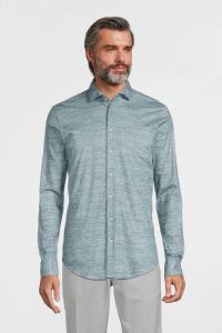 Blue Industry casual overhemd slim fit groen semi-wide spread boord