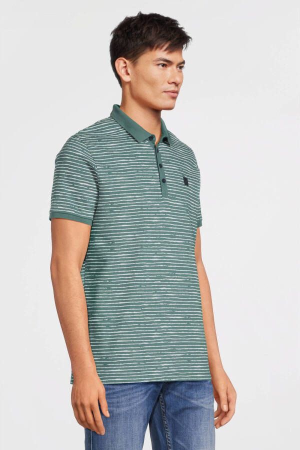 Blue Industry polo met all over print green