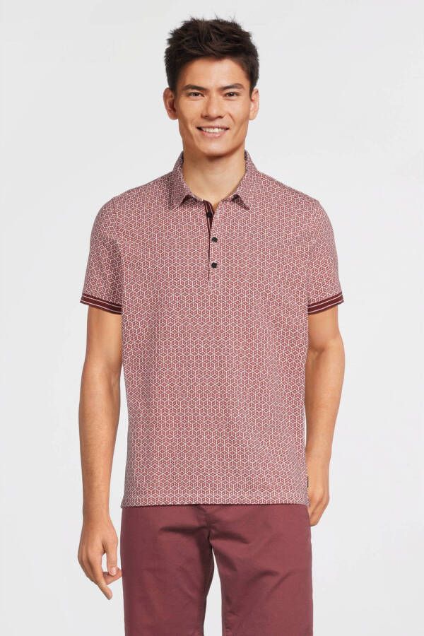 Blue Industry polo met contrastbies burgundy