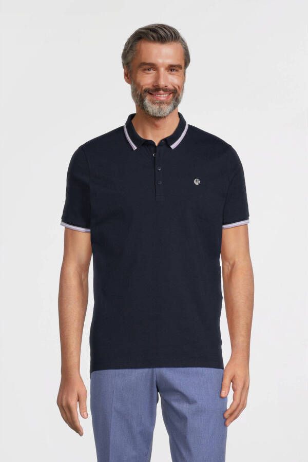 Blue Industry polo met contrastbies navy