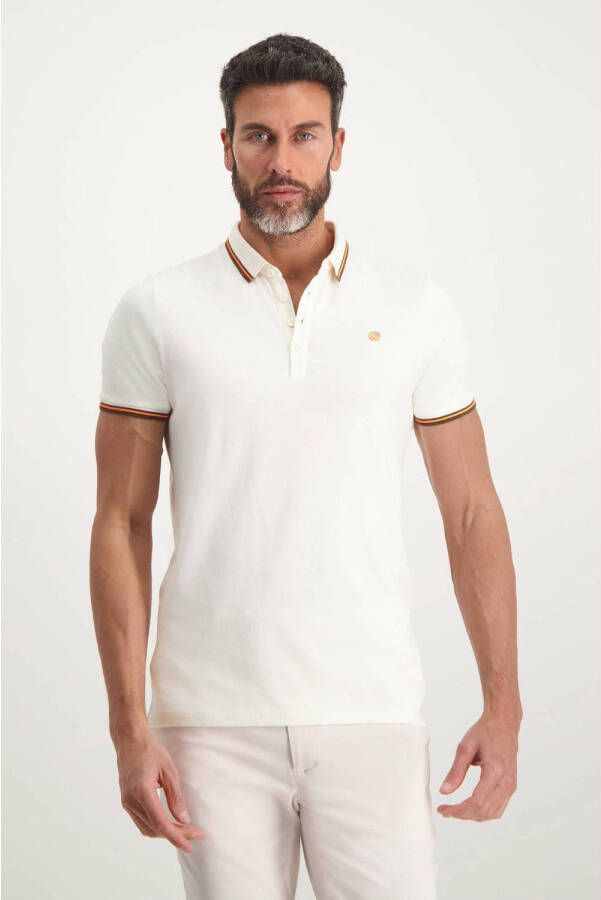 Blue Industry polo met contrastbies off white