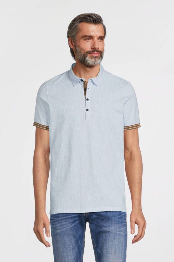Blue Industry polo met contrastbies sky