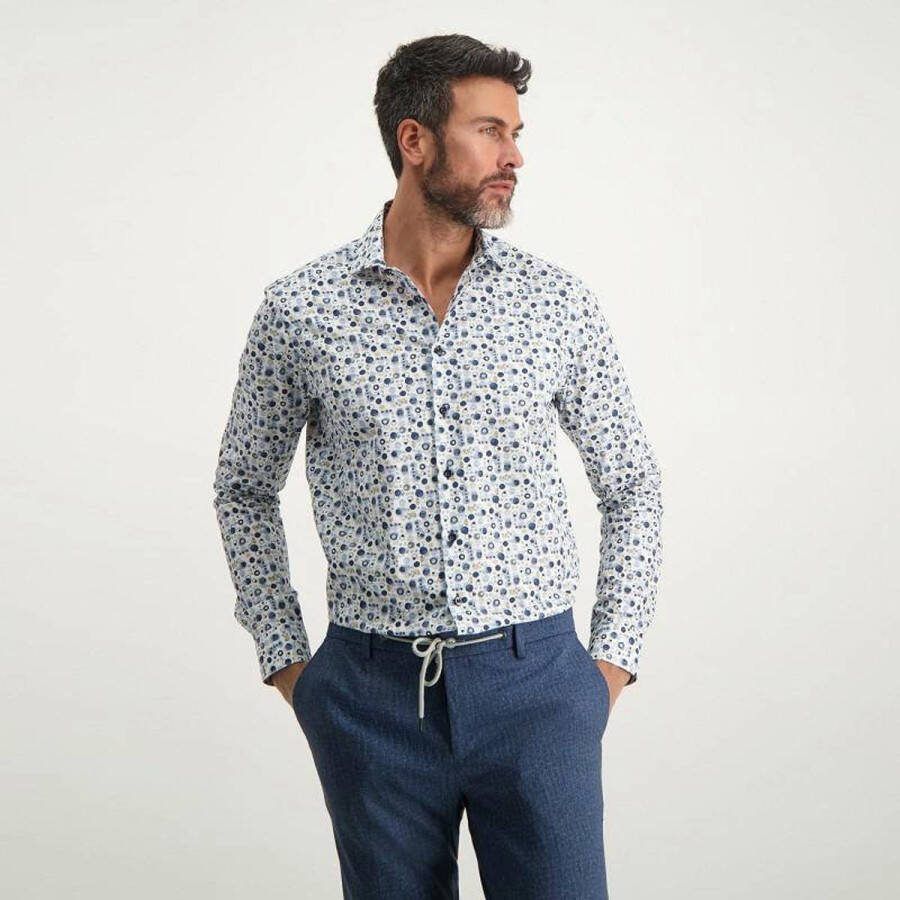 Blue Industry Blauw Casual Bedrukt Katoenen Overhemd Blue Heren - Foto 2