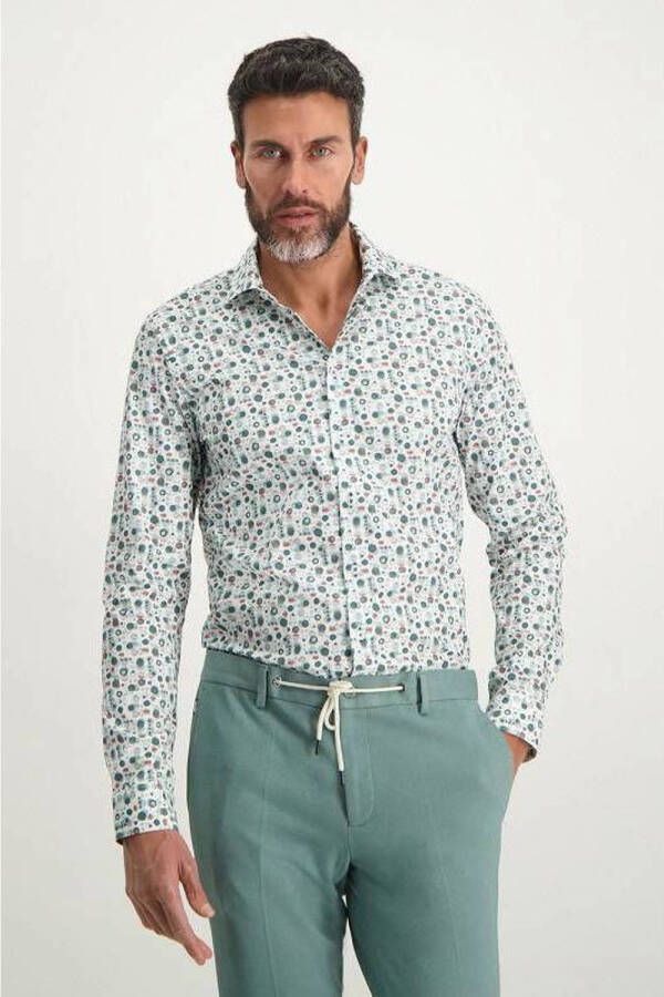 Blue Industry slim fit overhemd met all over print groen