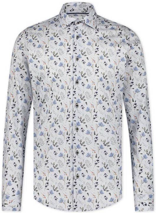 Blue Industry slim fit overhemd met all over print wit
