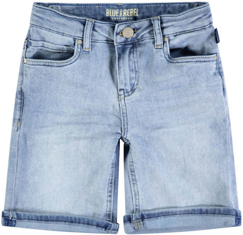 Blue Rebel regular fit jeans bermuda denim mid blue Korte broek Blauw Jongens Stretchdenim 128