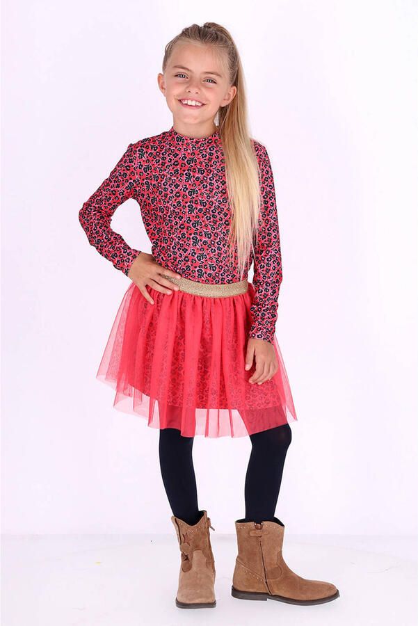 B.Nosy aansluitende gebloemde longsleeve roze donkergrijs Meisjes Polyester Ronde hals