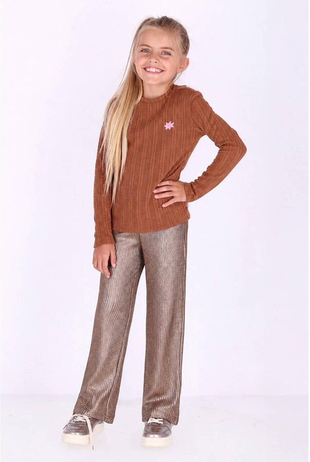B.Nosy aansluitende longsleeve bruin Meisjes Polyester Ronde hals