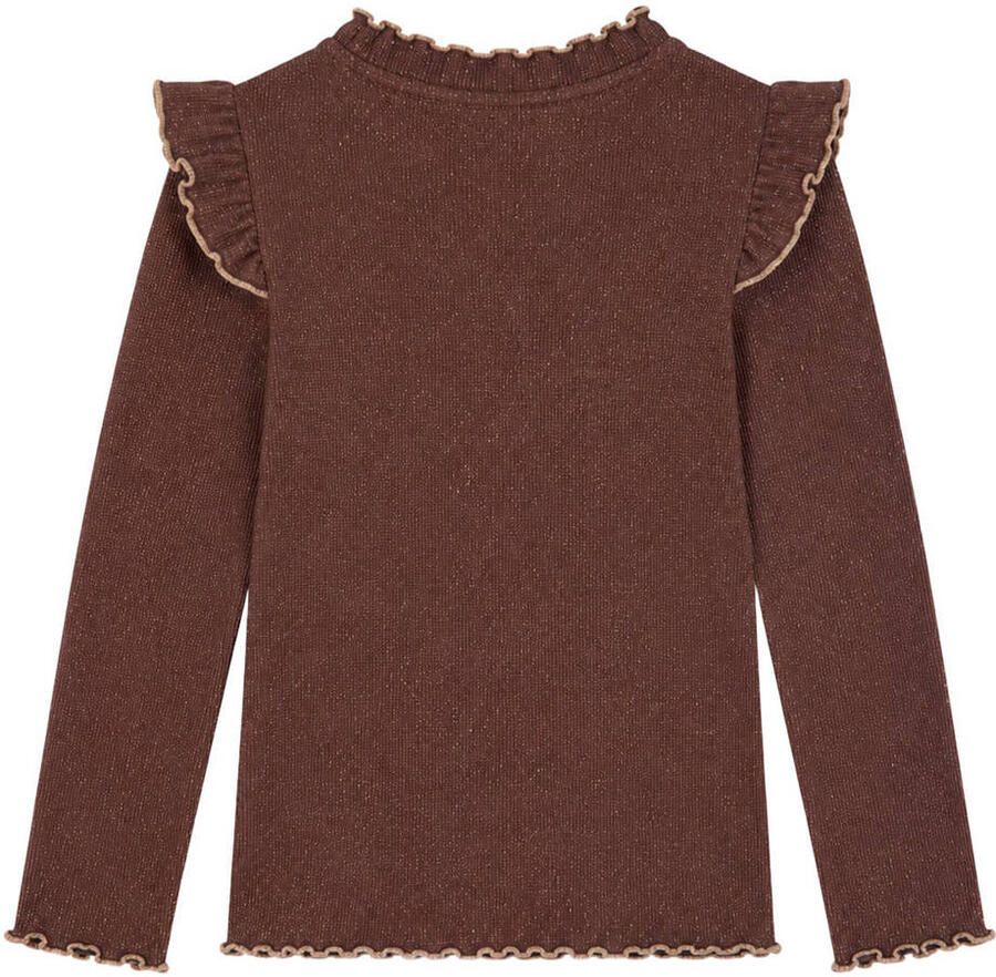 B.Nosy aansluitende longsleeve met glitters en ruches bruin - Foto 2