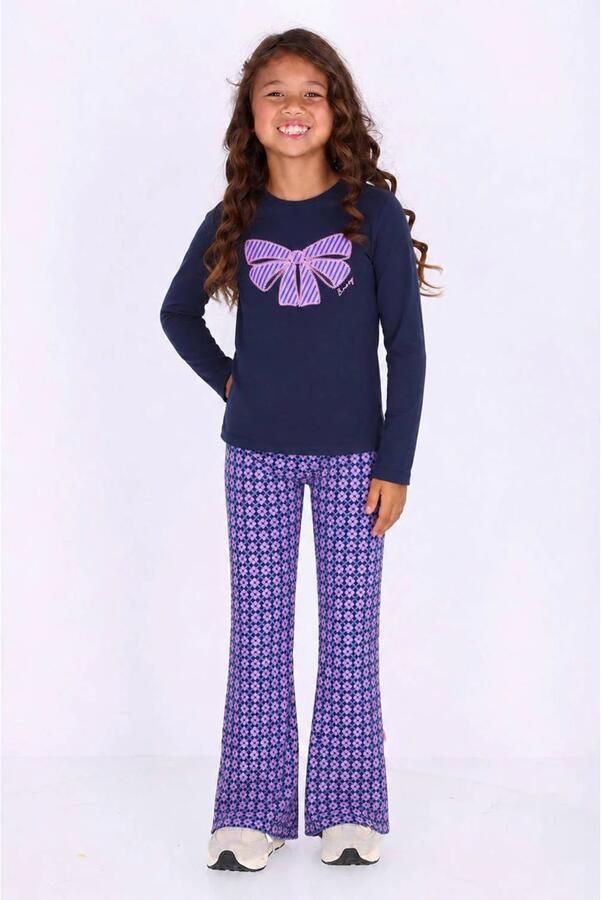 B.Nosy aansluitende longsleeve met print donkerblauw