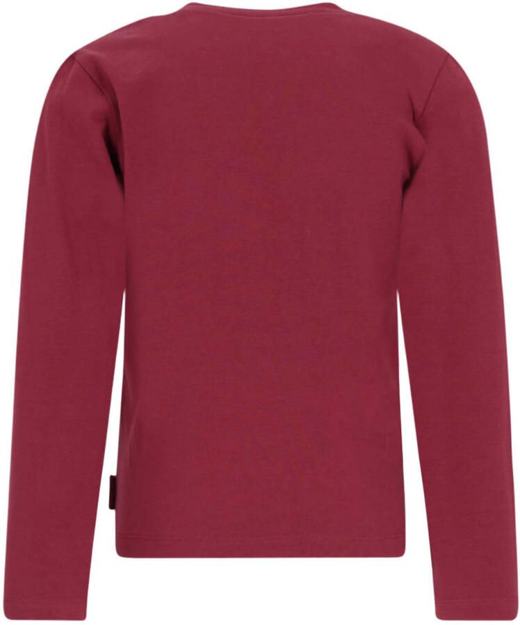 B.Nosy aansluitende longsleeve met print en tekst donkerrood