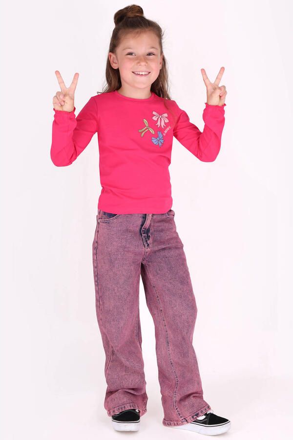 B.Nosy aansluitende longsleeve met print roze