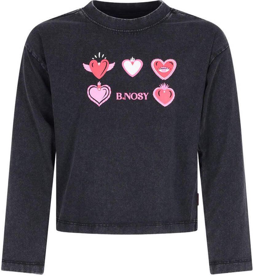 B.Nosy aansluitende longsleeve met print zwart